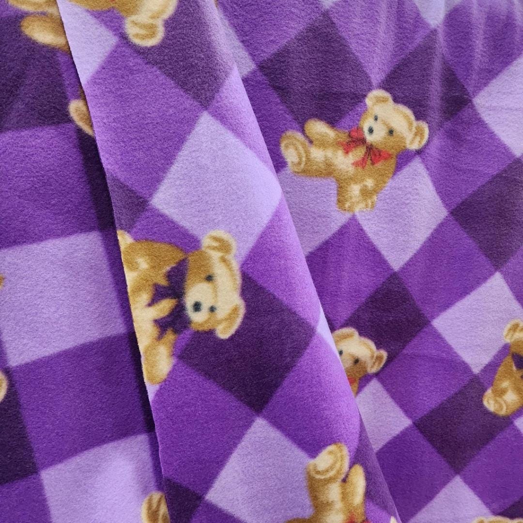 Teddy Bear Print - Anti Pill Theme Fleece Fabric, 60” Inches Wide – Sold By The Yard Lavender