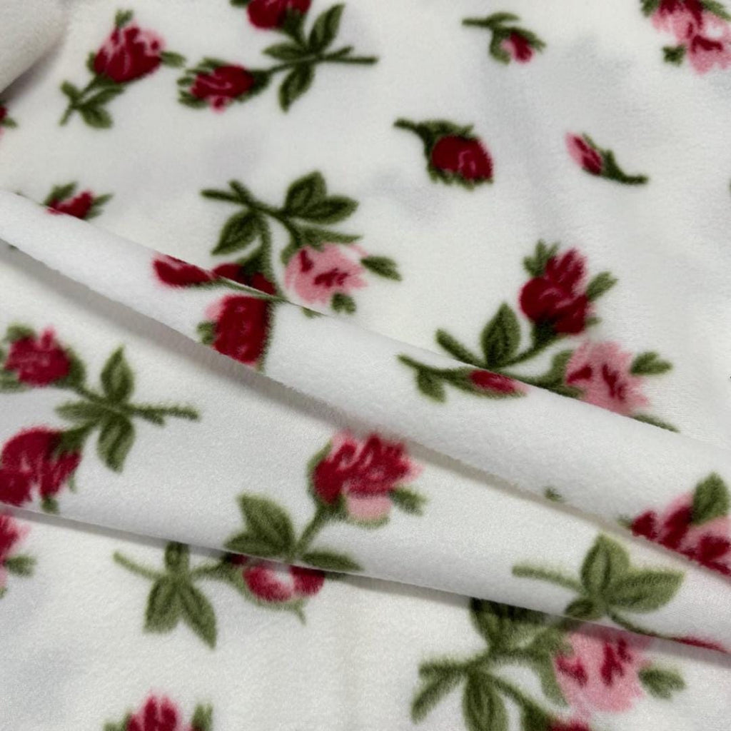 Rose Floral Print - Anti Pill Theme Fleece Fabric, 60” Inches Wide – Sold By The Yard