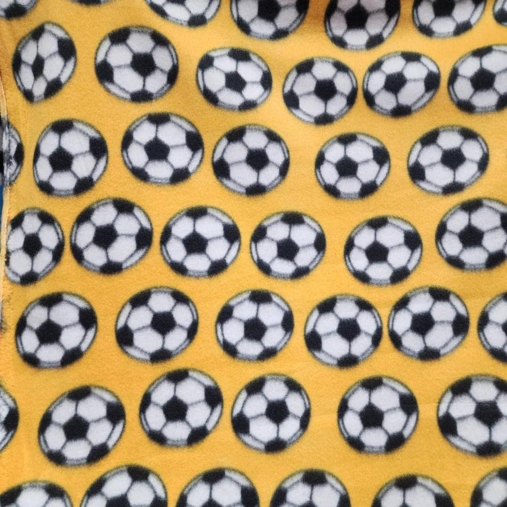 Yellow Soccer Print - Anti Pill Theme Fleece Fabric, 60” Inches Wide – Sold By The Yard