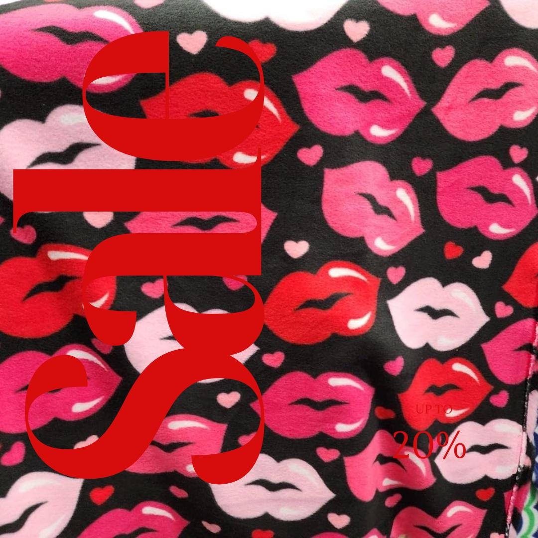 Pink Kisses Print - Anti Pill Theme Fleece Fabric, 60” Inches Wide – Sold By The Yard