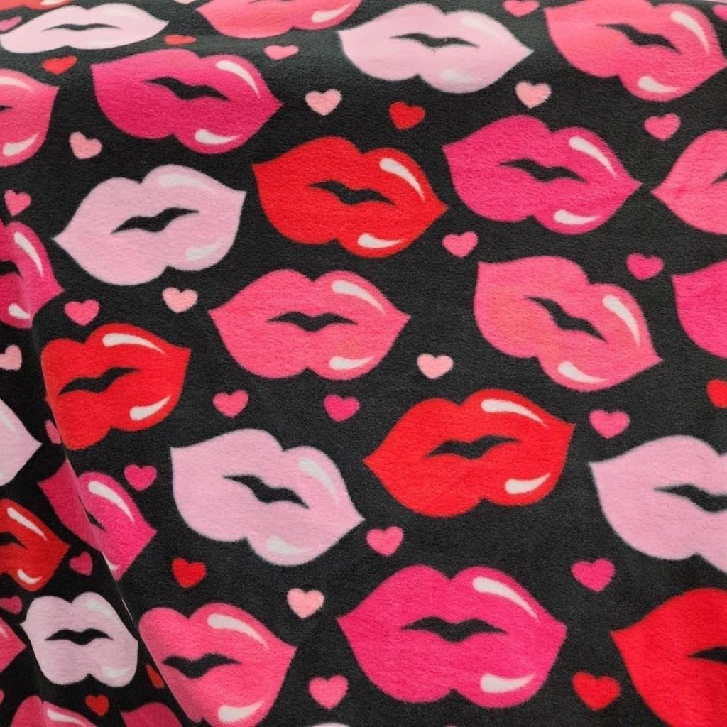 Pink Kisses Print - Anti Pill Theme Fleece Fabric, 60” Inches Wide – Sold By The Yard