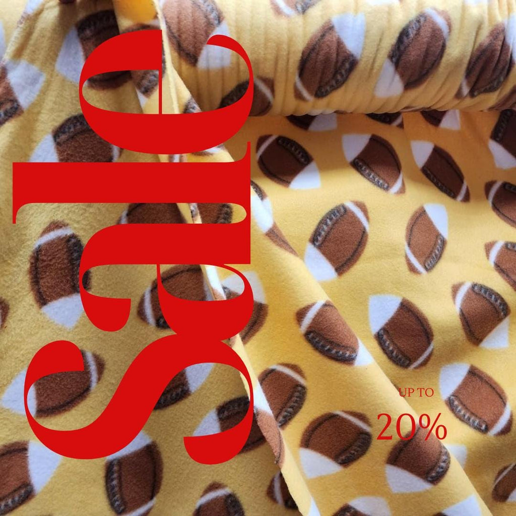 Yellow Footballs Print - Anti Pill Theme Fleece Fabric, 60” Inches Wide – Sold By The Yard