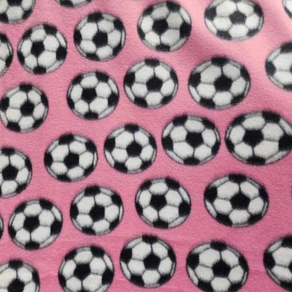 Pink Soccer Print - Anti Pill Theme Fleece Fabric, 60” Inches Wide – Sold By The Yard