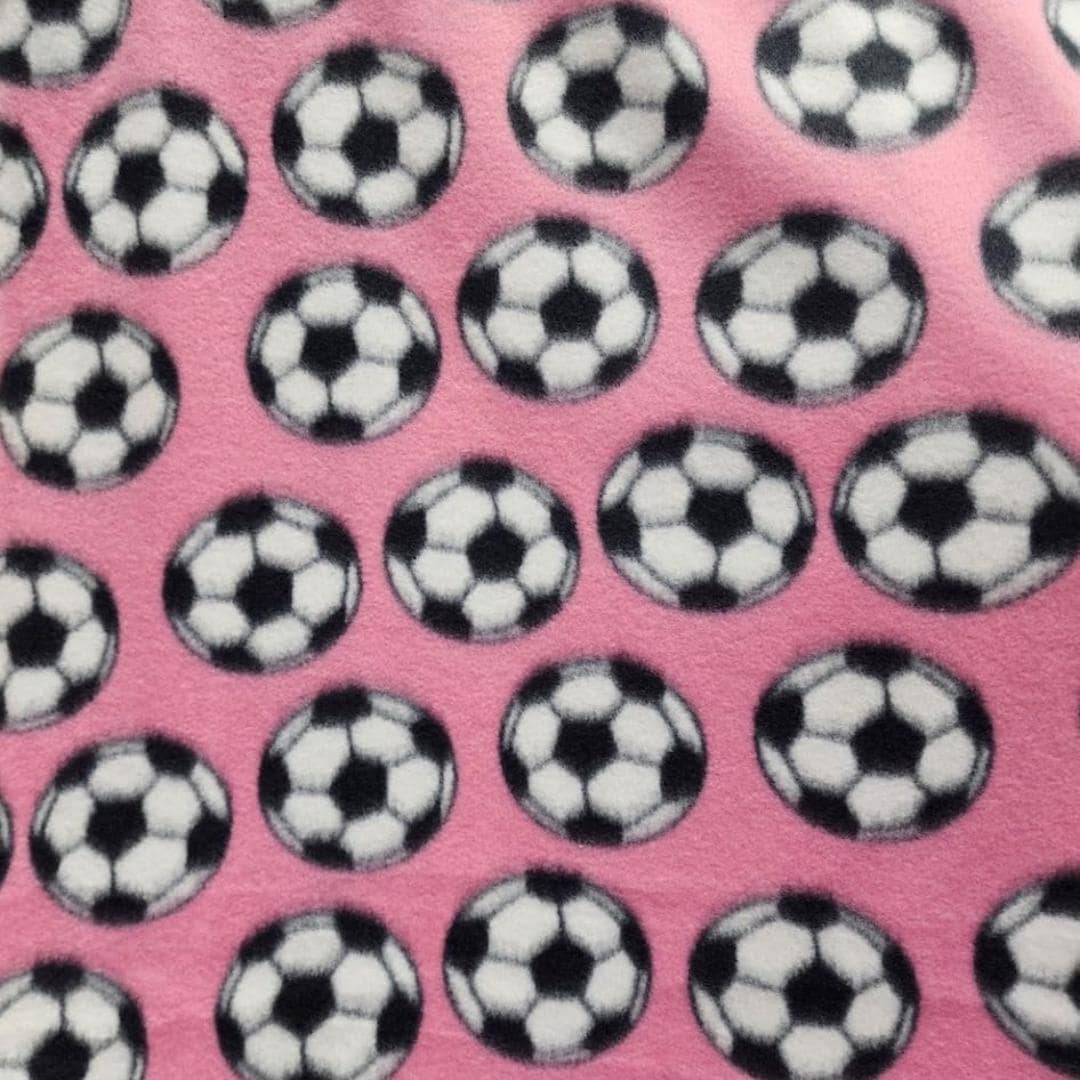 Pink Soccer Print - Anti Pill Theme Fleece Fabric, 60” Inches Wide – Sold By The Yard