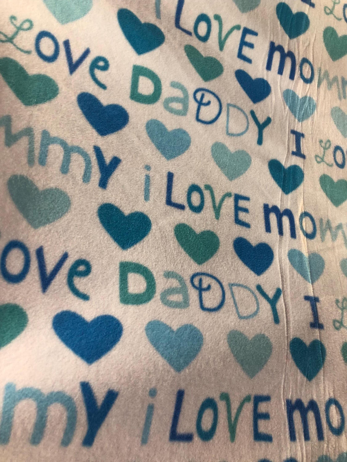Mommy & Daddy Print- Anti Pill Theme Fleece Fabric, 60” Inches Wide – Sold By The Yard