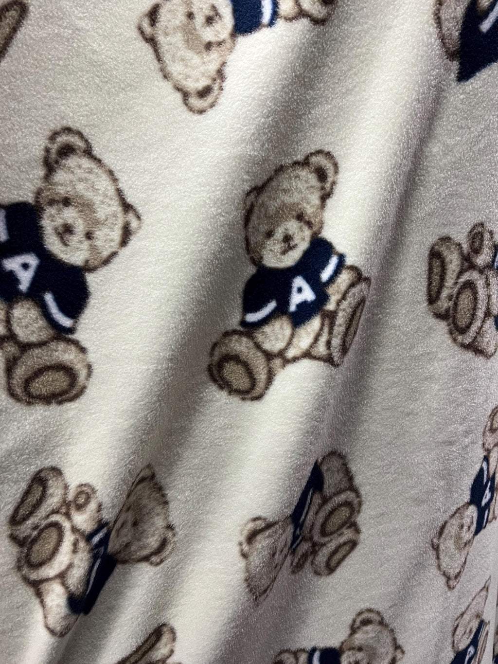 Teddy Bear Print - Anti Pill Theme Fleece Fabric, 60” Inches Wide – Sold By The Yard Beige