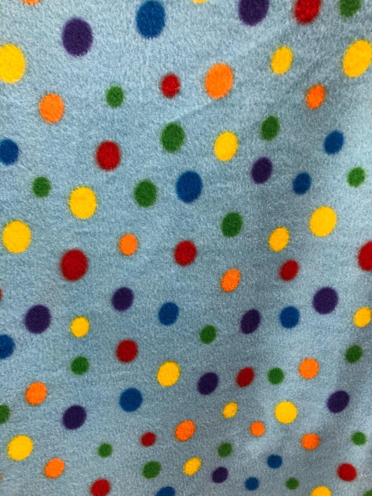 Multicolor Polka Dot Blue Print - Anti Pill Theme Fleece Fabric, 60” Inches Wide – Sold By The Yard