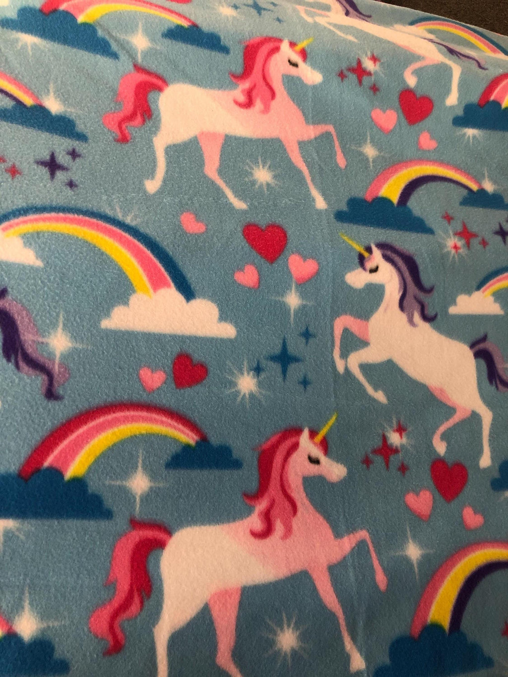 Multicolor Unicorn Blue Print - Anti Pill Theme Fleece Fabric, 60” Inches Wide – Sold By The Yard