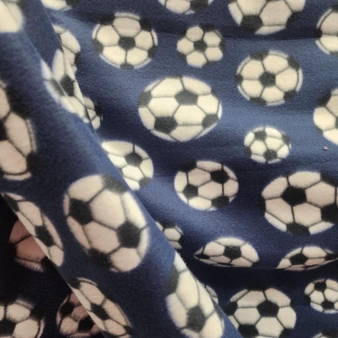 Navy Soccer Print - Anti Pill Theme Fleece Fabric, 60” Inches Wide – Sold By The Yard