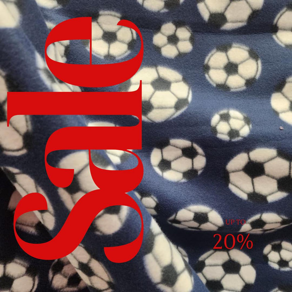 Navy Soccer Print - Anti Pill Theme Fleece Fabric, 60” Inches Wide – Sold By The Yard
