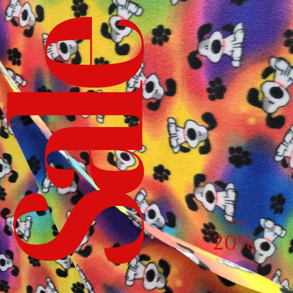 Multicolor Puppy Print - Anti Pill Theme Fleece Fabric, 60” Inches Wide – Sold By The Yard