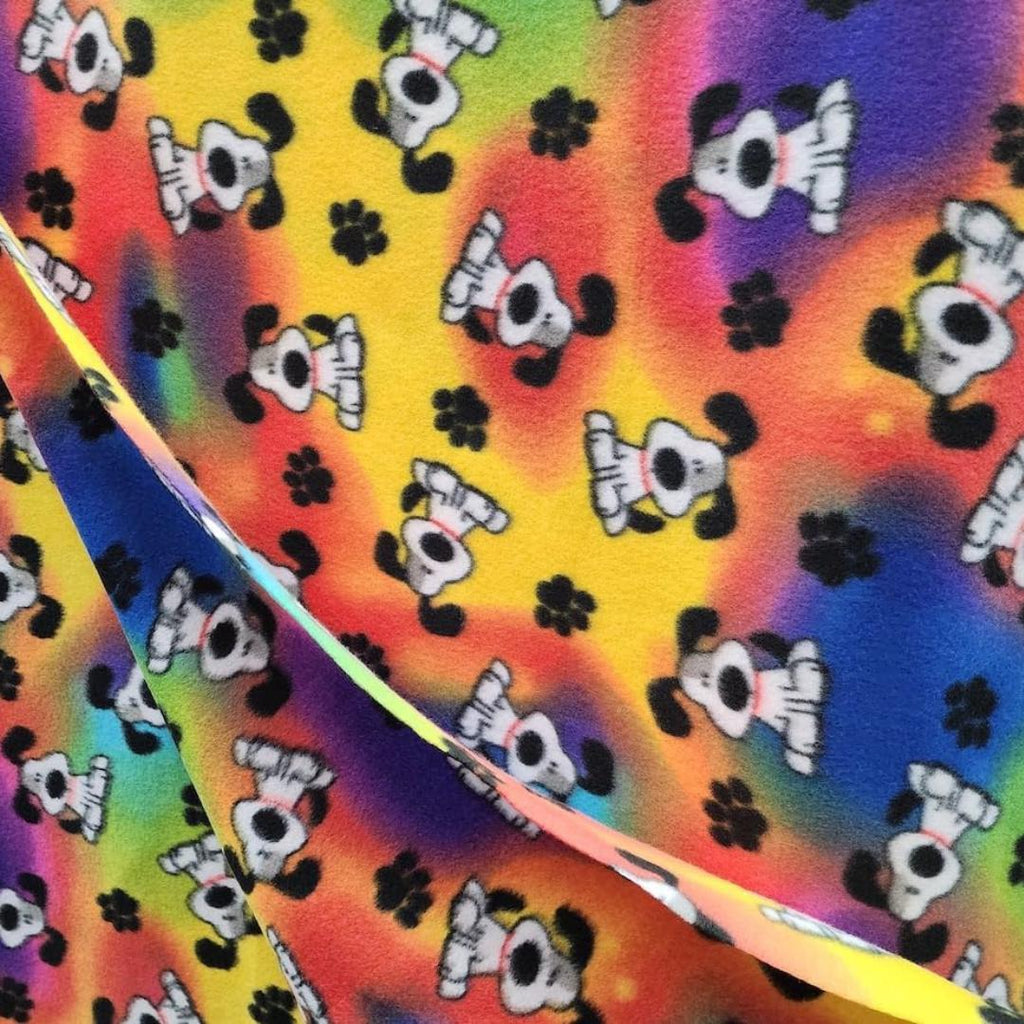 Multicolor Puppy Print - Anti Pill Theme Fleece Fabric, 60” Inches Wide – Sold By The Yard