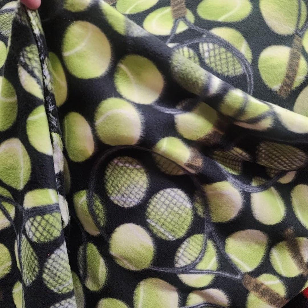 Green Tennis Rackets Print - Anti Pill Theme Fleece Fabric, 60” Inches Wide – Sold By The Yard