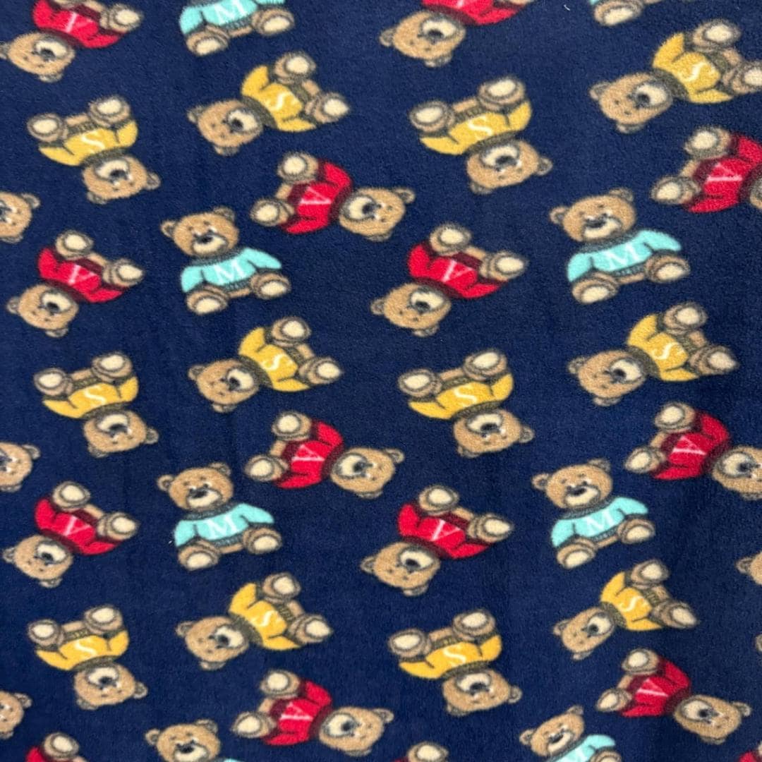 Teddy Bear Print - Anti Pill Theme Fleece Fabric, 60” Inches Wide – Sold By The Yard Navy