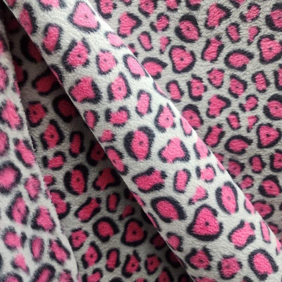 Leopard Print - Anti Pill Theme Fleece Fabric, 60” Inches Wide – Sold By The Yard. Silver/Pink