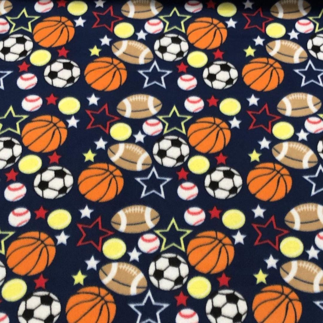 All Sports Balls Print  - Anti Pill Theme Fleece Fabric, 60” Inches Wide – Sold By The Yard