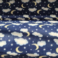 Moons, Stars & Clouds Print - Anti Pill Theme Fleece Fabric, 60” Inches Wide – Sold By The Yard