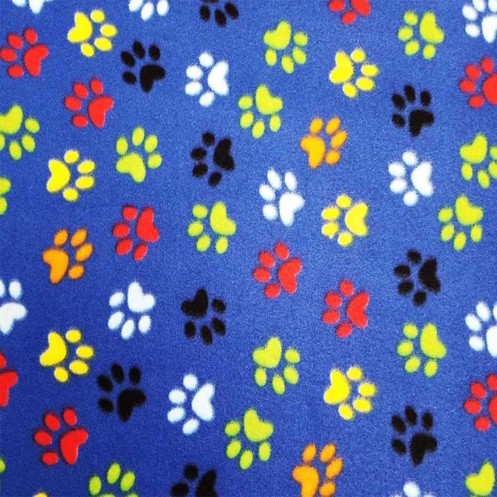 Multi color Paws Print- Anti Pill Theme Fleece Fabric, 60” Inches Wide – Sold By The Yard