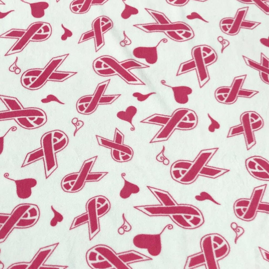 Pink Ribbon Prints - Anti Pill Theme Fleece Fabric, 60” Inches Wide – Sold By The Yard