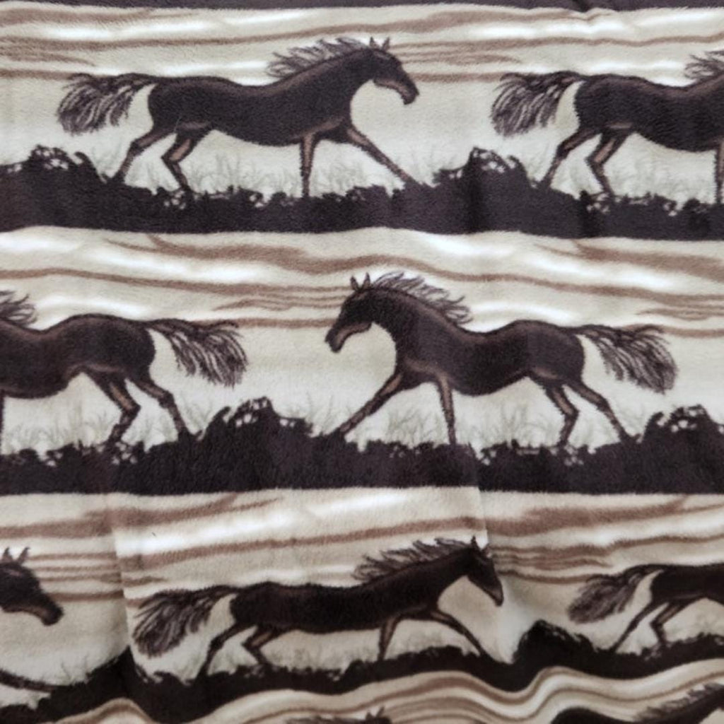 Brown Horse Prints - Anti Pill Theme Fleece Fabric, 60” Inches Wide – Sold By The Yard