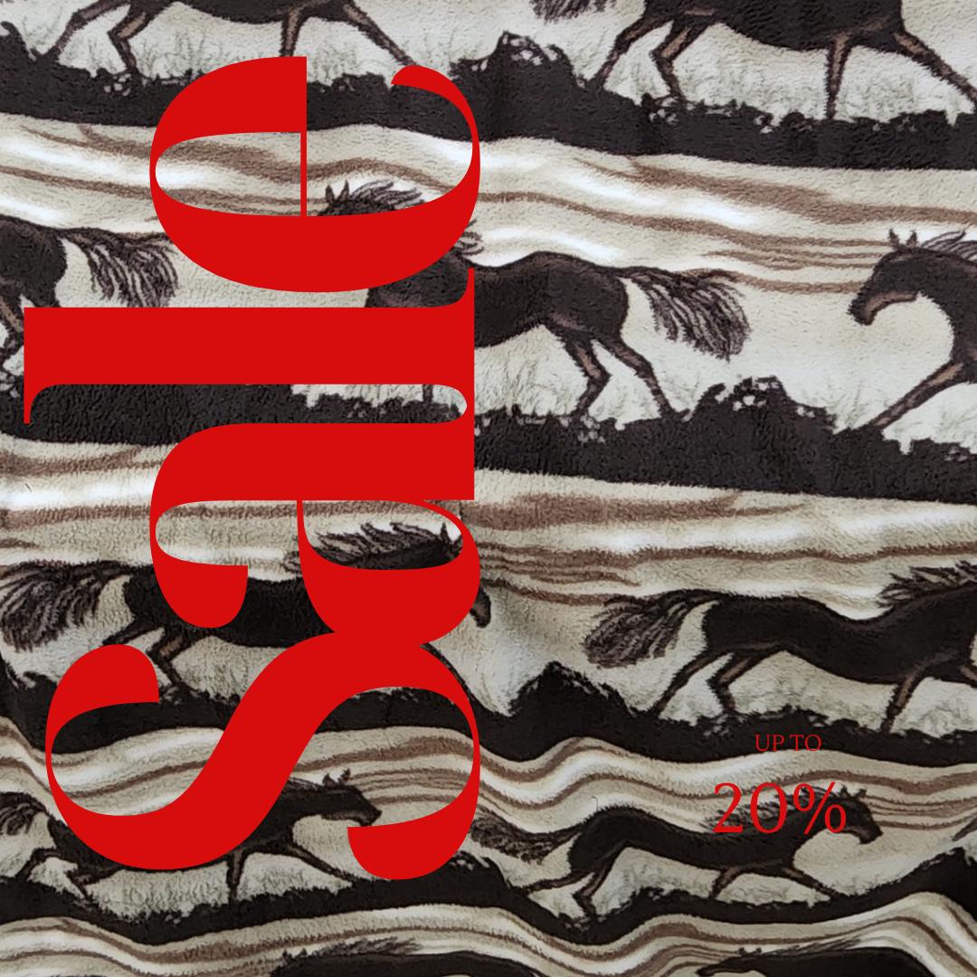 Brown Horse Prints - Anti Pill Theme Fleece Fabric, 60” Inches Wide – Sold By The Yard
