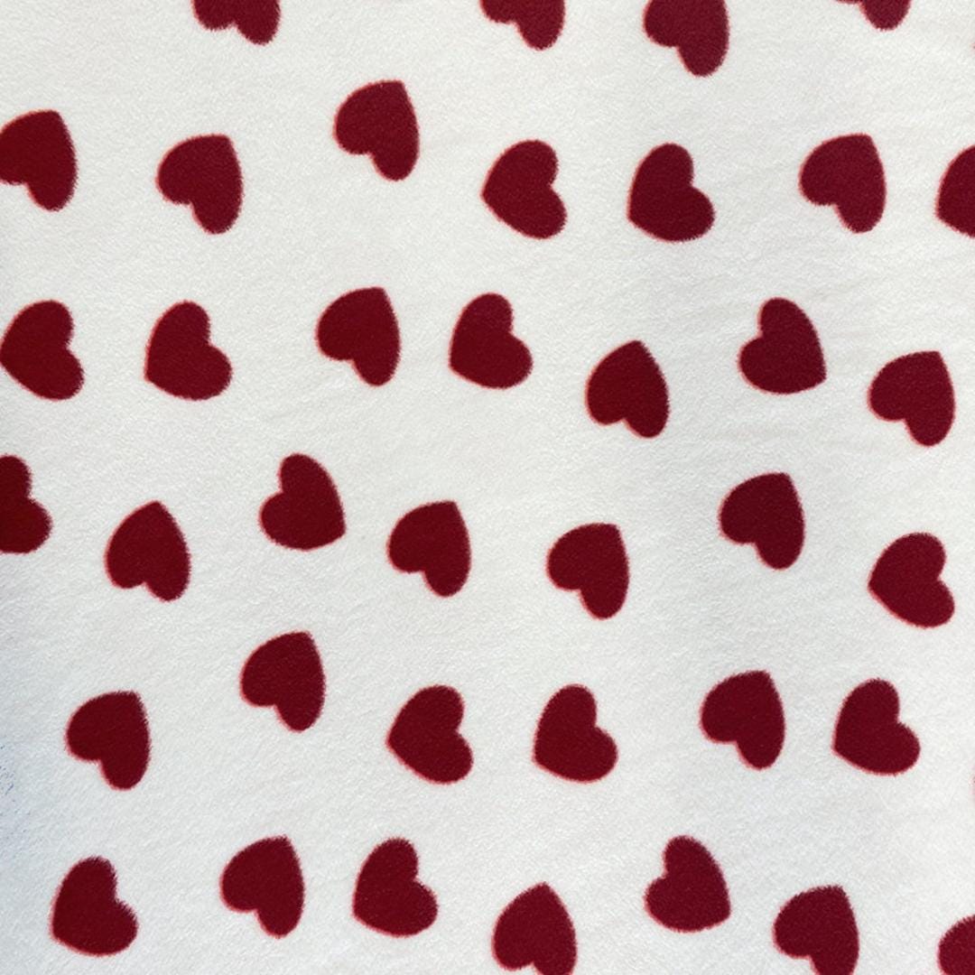 Red Hearts Print - Anti Pill Theme Fleece Fabric, 60” Inches Wide – Sold By The Yard