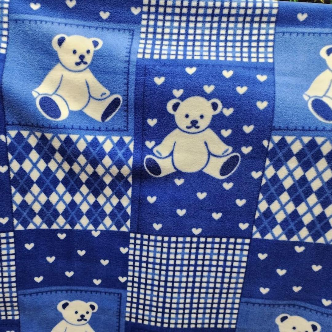 Teddy Bear Print - Anti Pill Theme Fleece Fabric, 60” Inches Wide – Sold By The Yard Blue