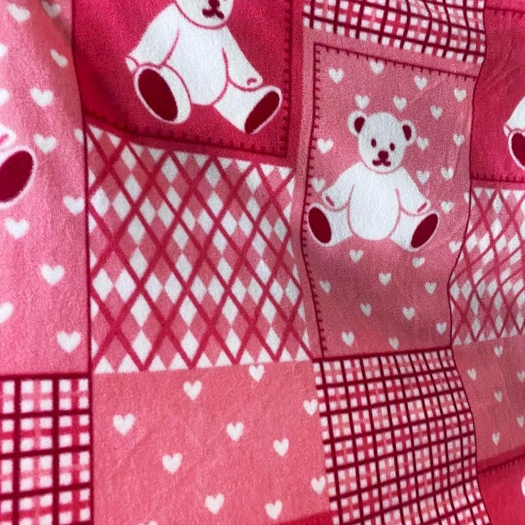 Teddy Bear Print - Anti Pill Theme Fleece Fabric, 60” Inches Wide – Sold By The Yard Fuchsia