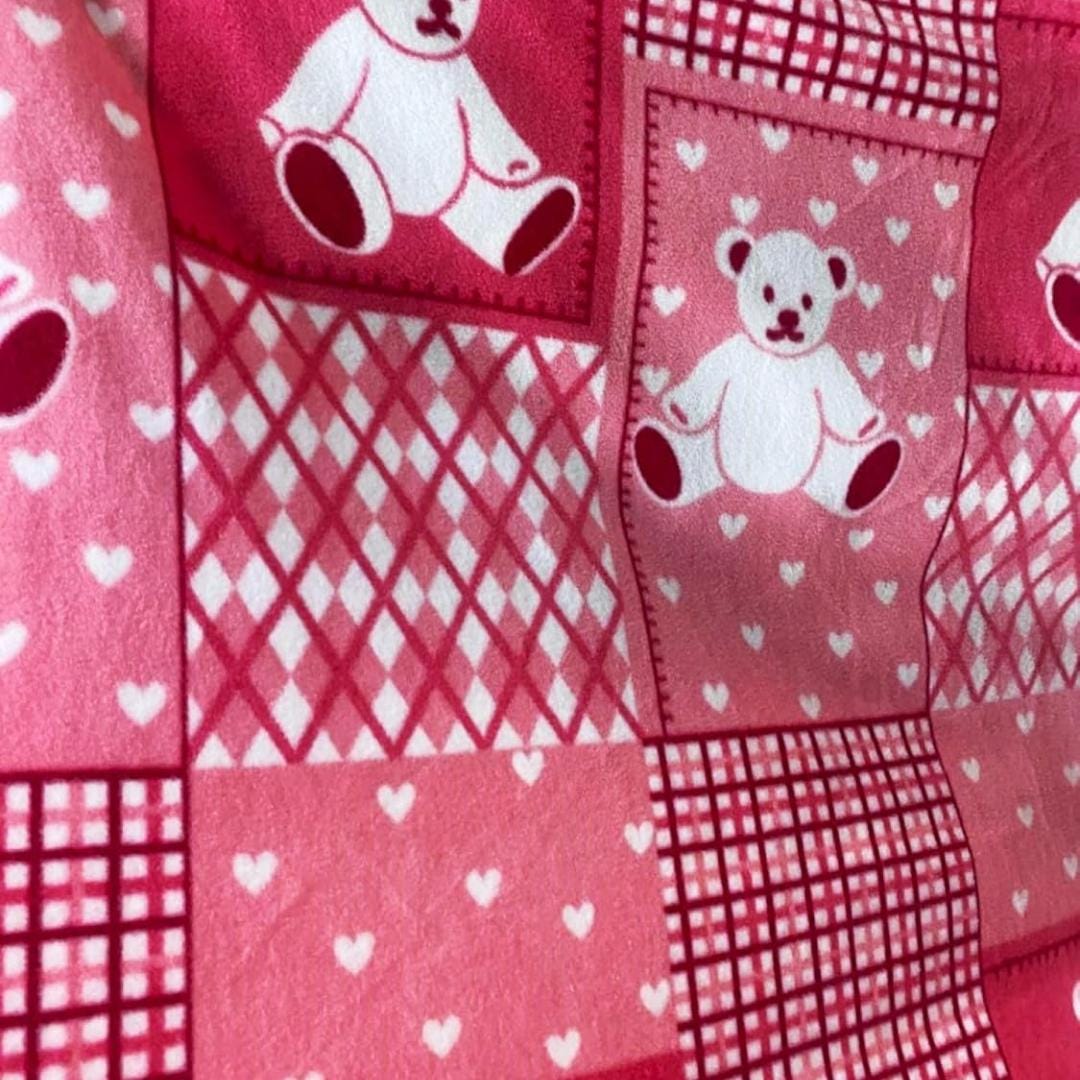 Teddy Bear Print - Anti Pill Theme Fleece Fabric, 60” Inches Wide – Sold By The Yard Fuchsia