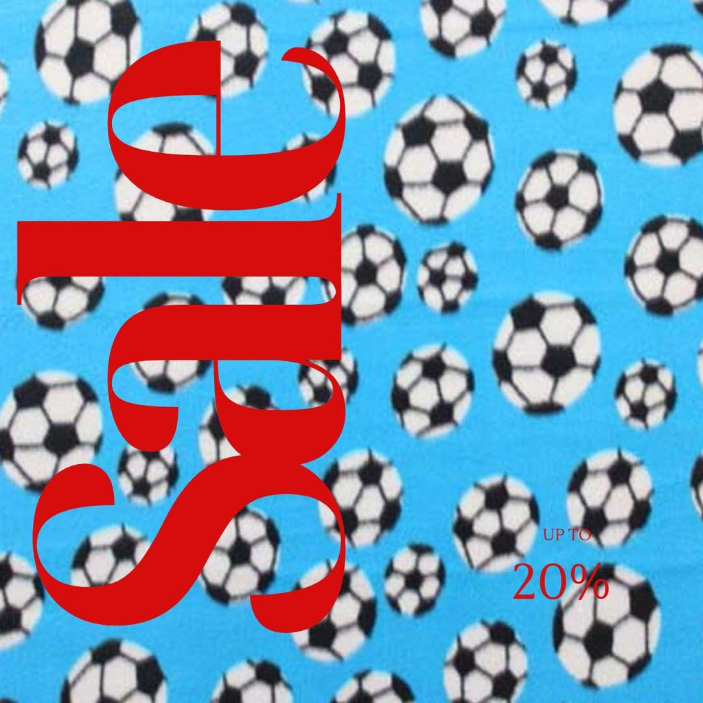 Turquoise Soccer Print - Anti Pill Theme Fleece Fabric, 60” Inches Wide – Sold By The Yard