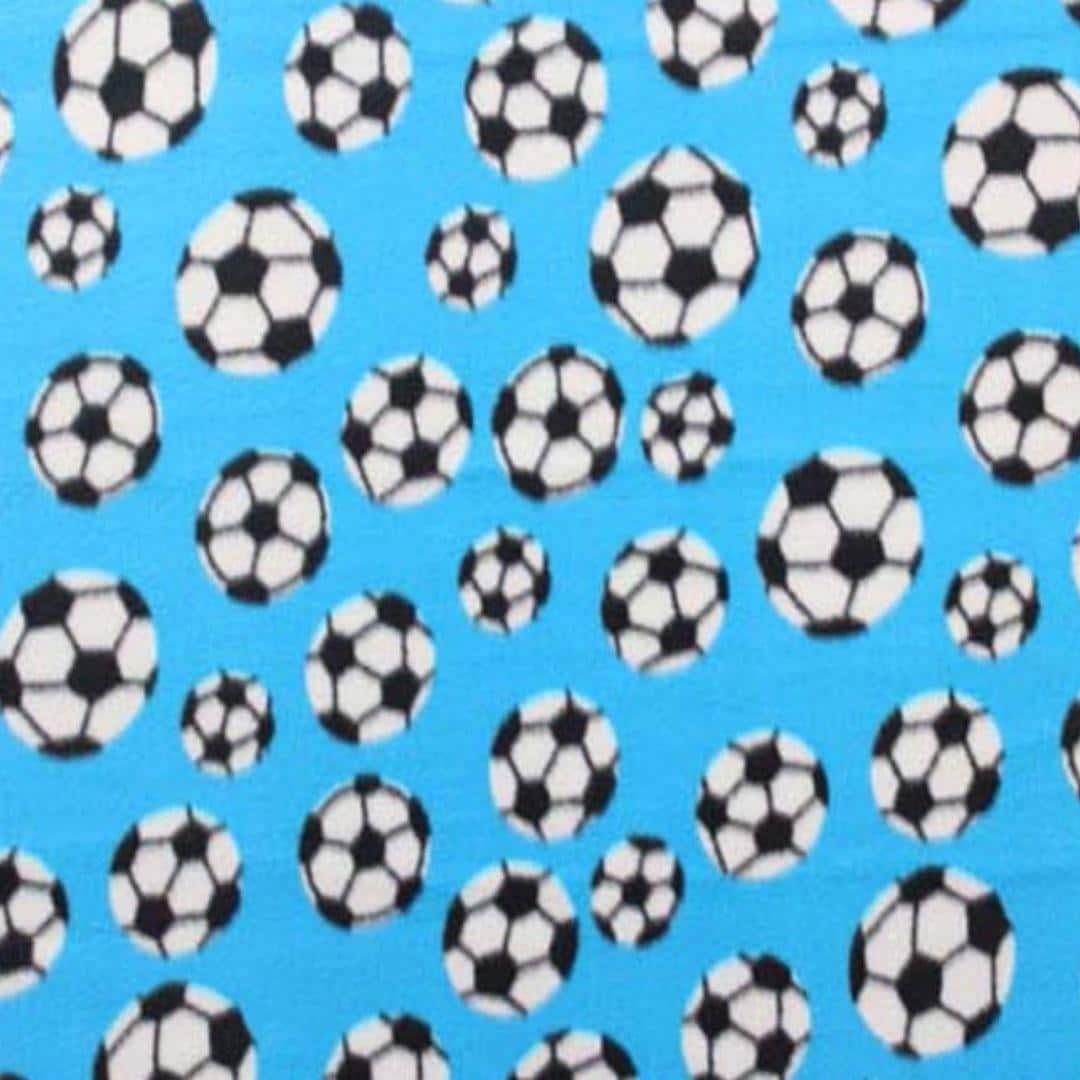 Turquoise Soccer Print - Anti Pill Theme Fleece Fabric, 60” Inches Wide – Sold By The Yard