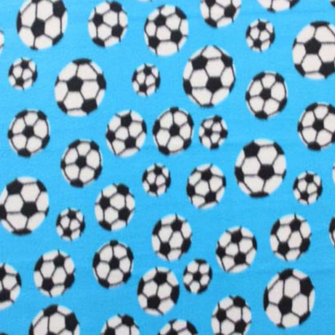 Turquoise Soccer Print - Anti Pill Theme Fleece Fabric, 60” Inches Wide – Sold By The Yard