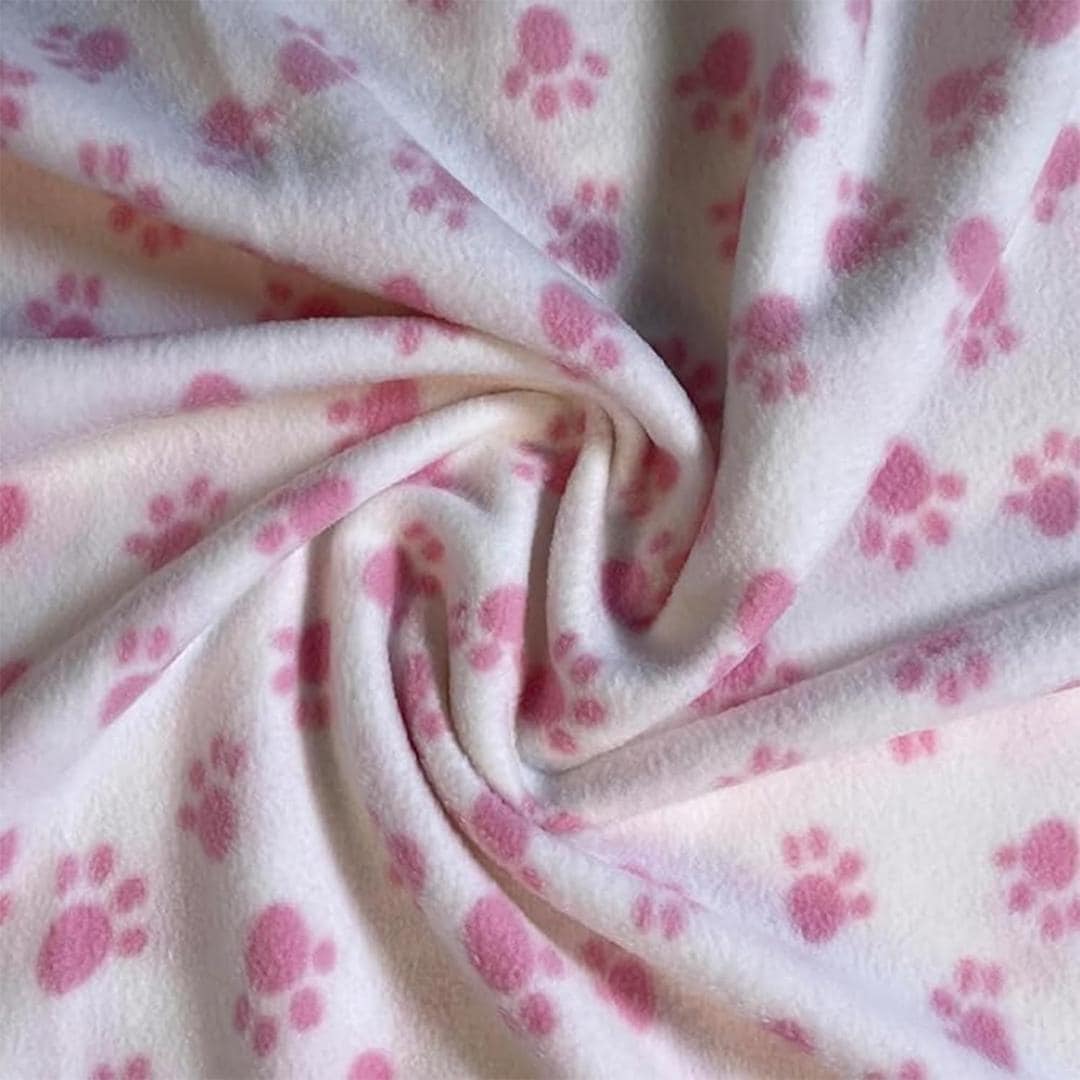 Pink Paws Print- Anti Pill Theme Fleece Fabric, 60” Inches Wide – Sold By The Yard