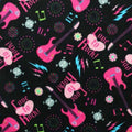 Multi Color Guitars Print- Anti Pill Theme Fleece Fabric, 60” Inches Wide – Sold By The Yard