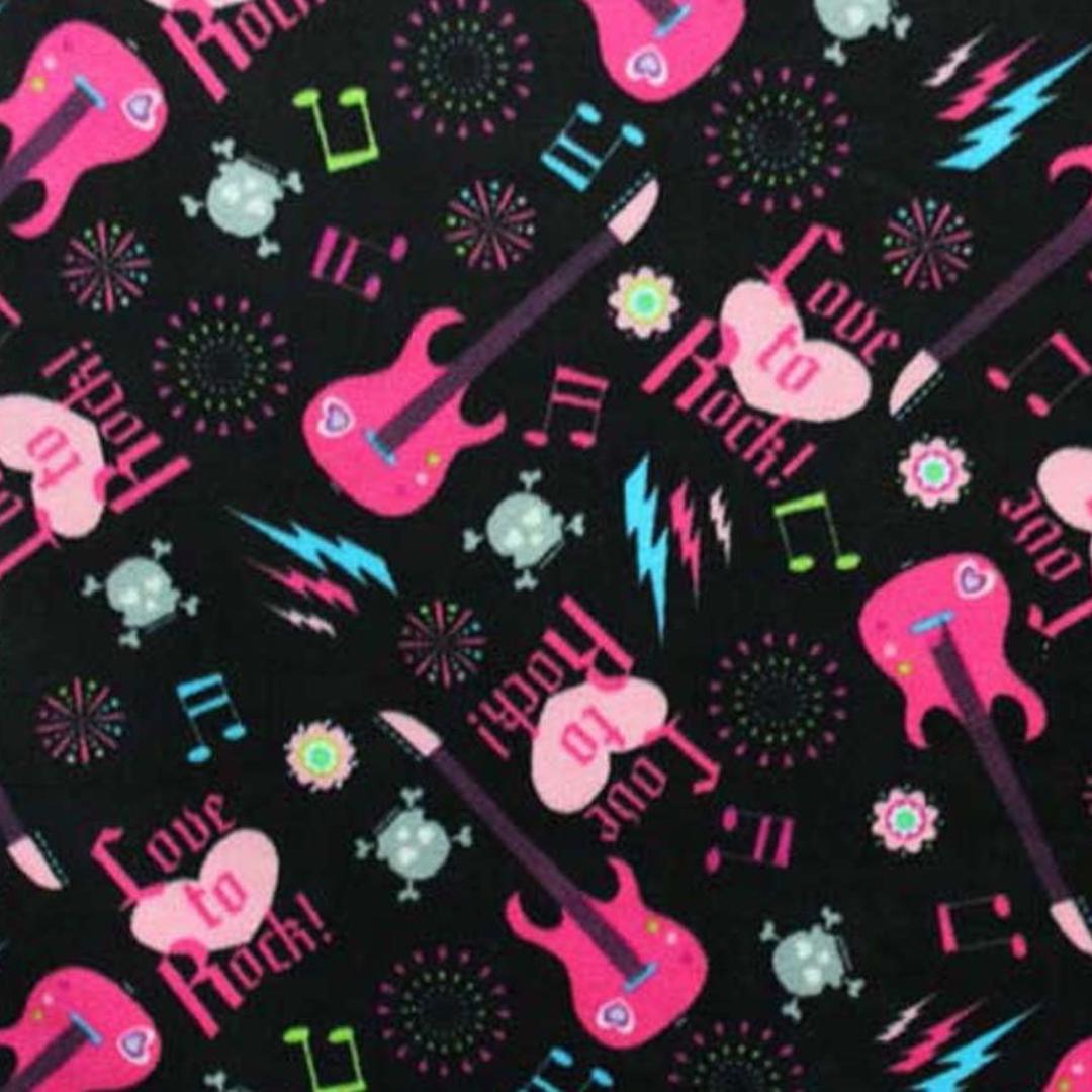 Multi Color Guitars Print- Anti Pill Theme Fleece Fabric, 60” Inches Wide – Sold By The Yard