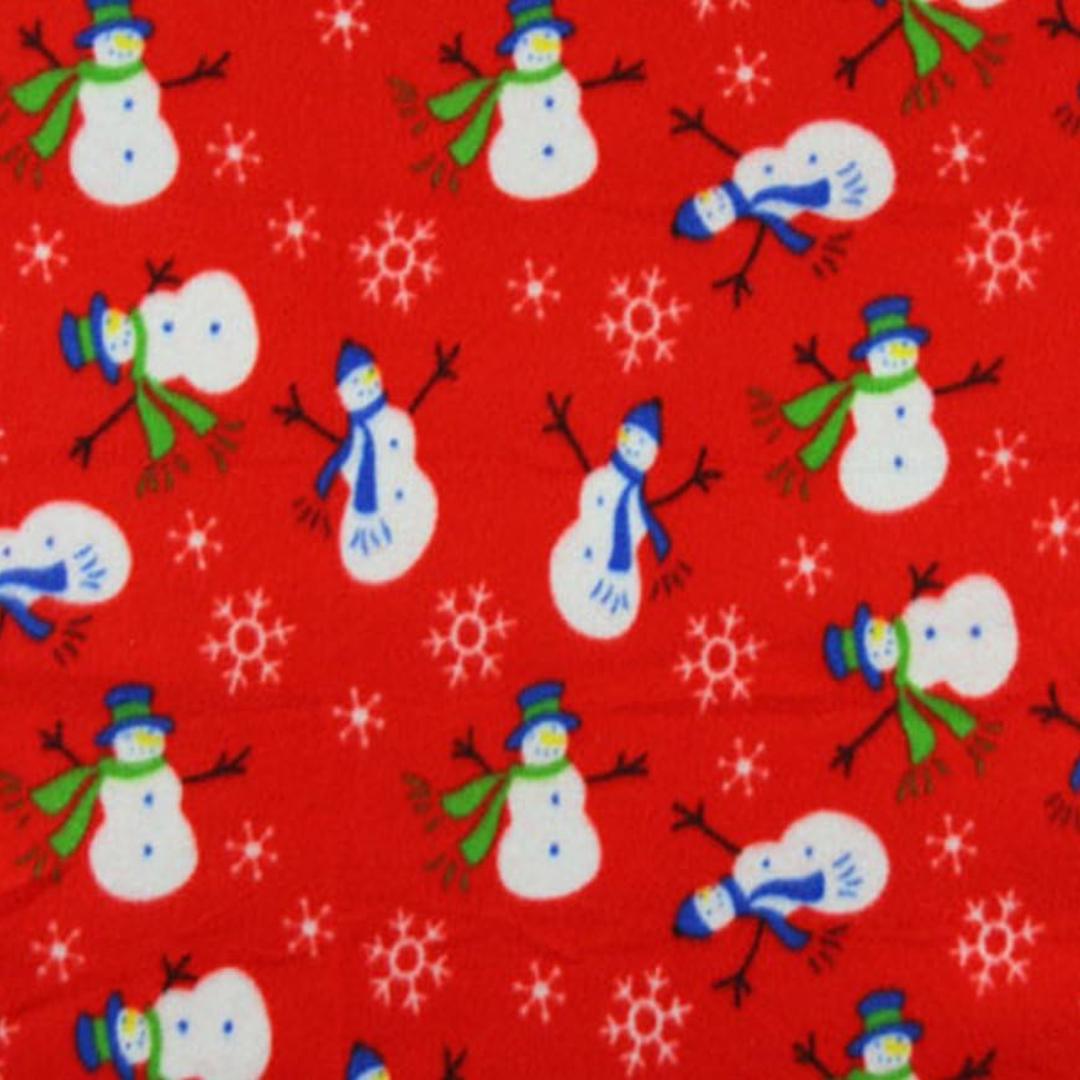 Snow Man Red Print- Anti Pill Theme Fleece Fabric, 60” Inches Wide – Sold By The Yard