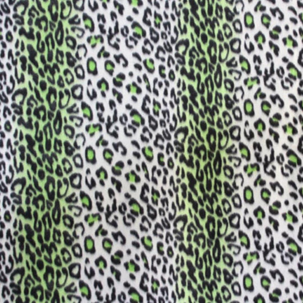 Leopard Print - Anti Pill Theme Fleece Fabric, 60” Inches Wide – Sold By The Yard. Lime/White