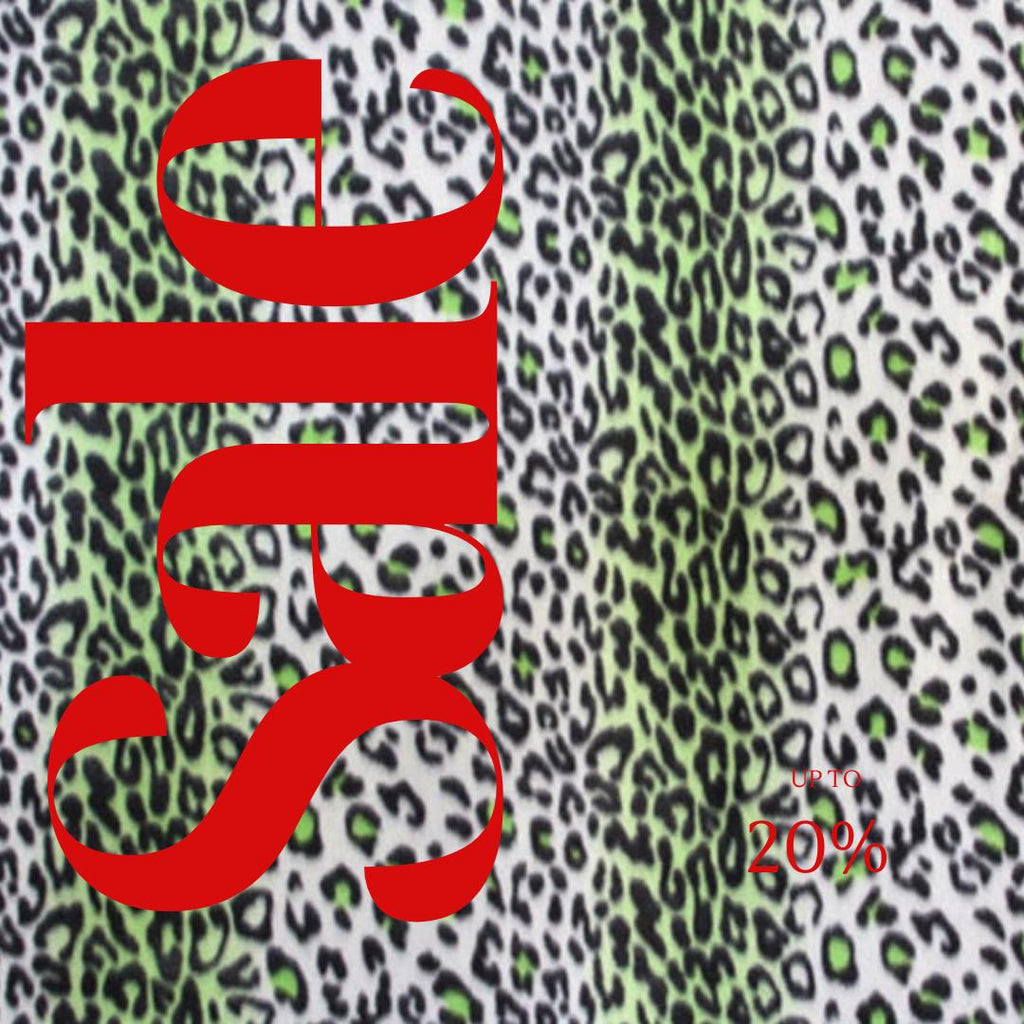 Leopard Print - Anti Pill Theme Fleece Fabric, 60” Inches Wide – Sold By The Yard. Lime/White