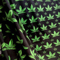 Green Marijuana Leaf Print - Anti Pill Theme Fleece Fabric, 60” Inches Wide – Sold By The Yard Black