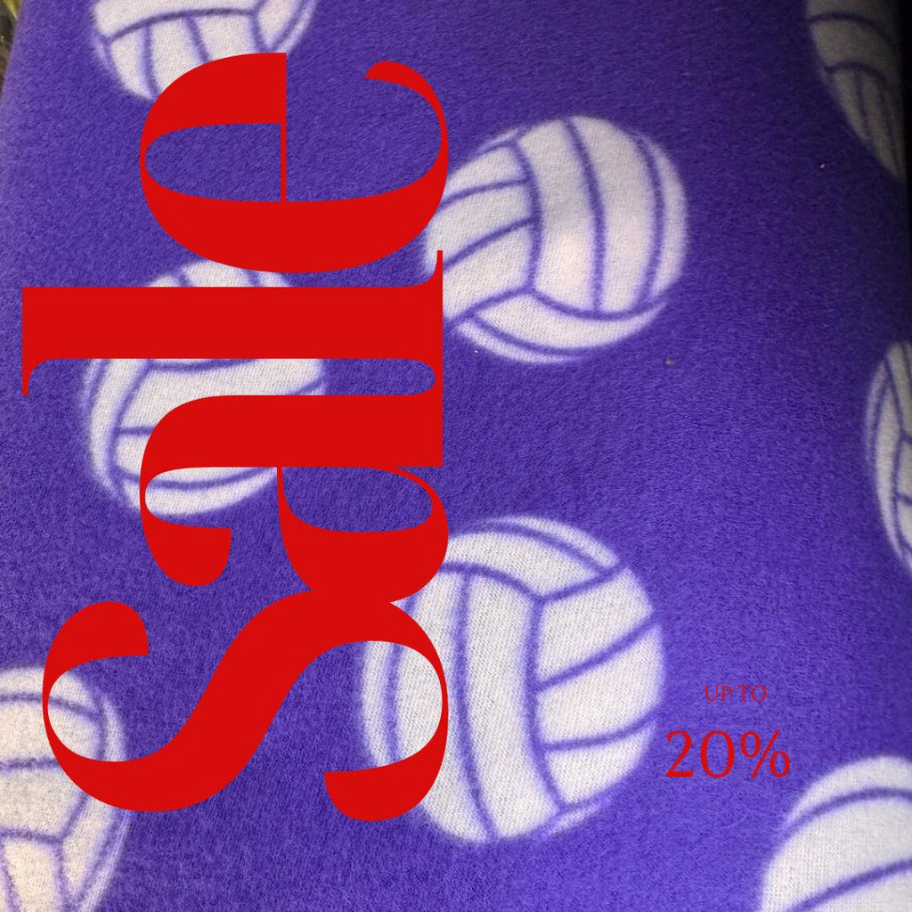 Purple Volleyball Print- Anti Pill Theme Fleece Fabric, 60” Inches Wide – Sold By The Yard