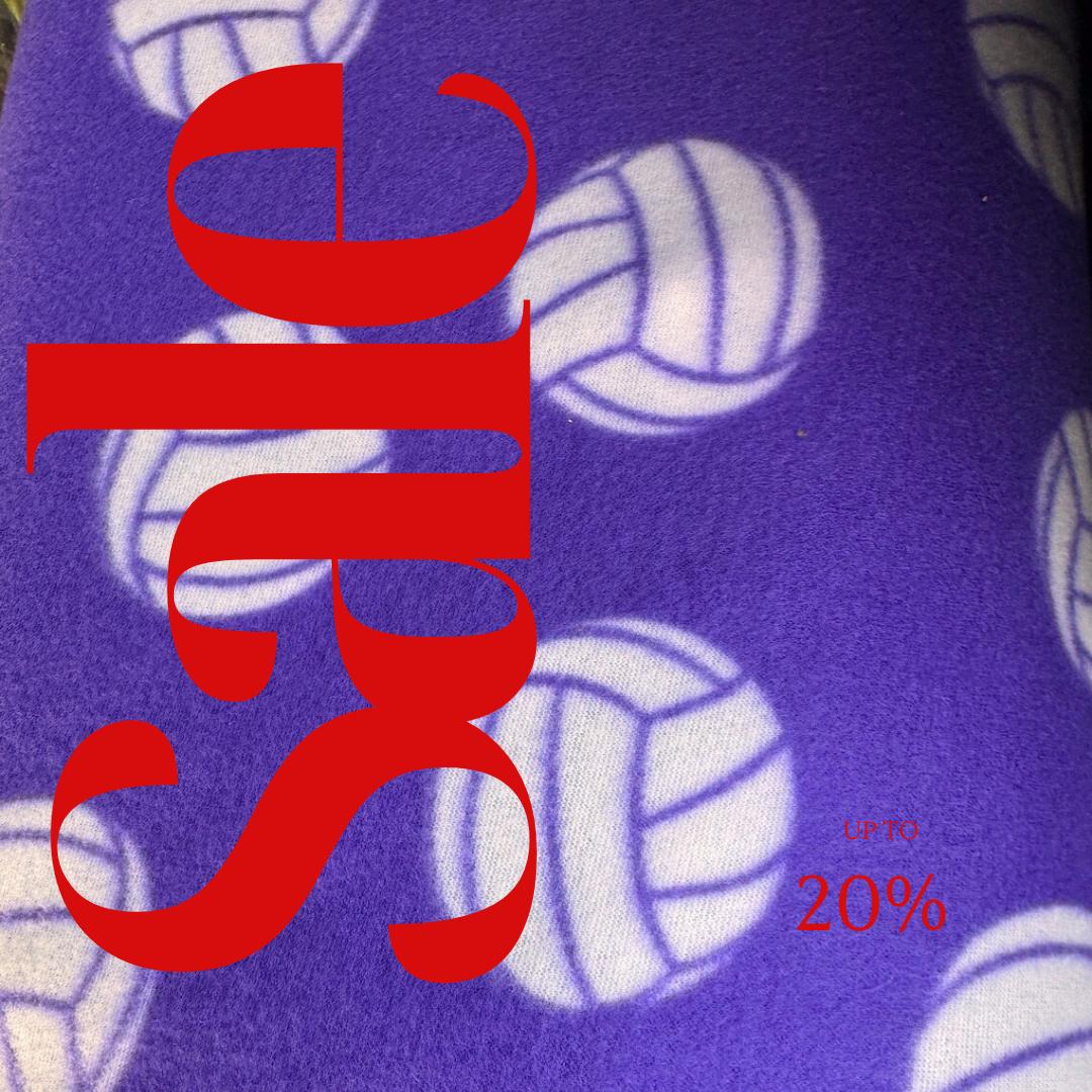 Purple Volleyball Print- Anti Pill Theme Fleece Fabric, 60” Inches Wide – Sold By The Yard