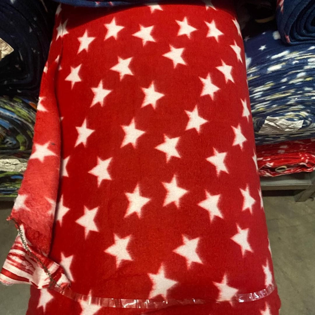 Stars Print Red - Anti Pill Theme Fleece Fabric, 60” Inches Wide – Sold By The Yard