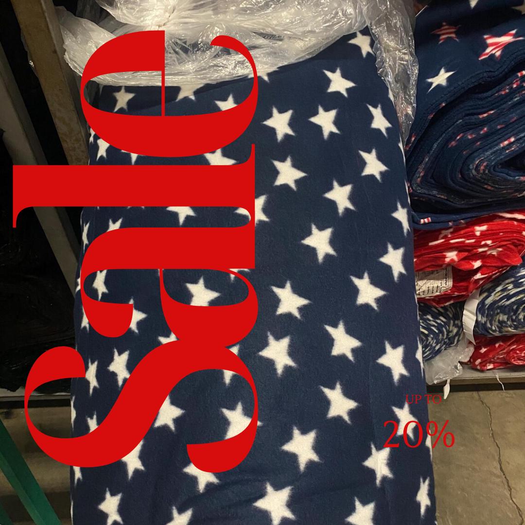 Stars Print Navy - Anti Pill Theme Fleece Fabric, 60” Inches Wide – Sold By The Yard