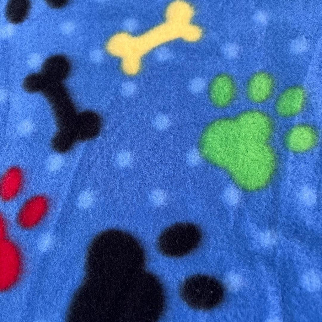 Paws & Bones Print - Anti Pill Theme Fleece Fabric, 60” Inches Wide – Sold By The Yard Blue