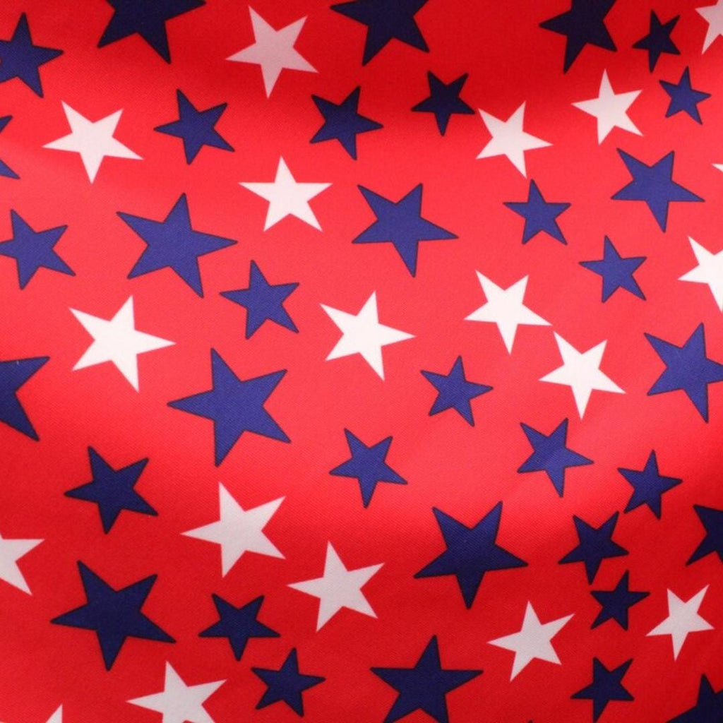 Patriotic Stars On Red - 4 Way Stretch Fabric By The Yard - 60" Wide Spandex Fabric - Thick and Heavy Spandex Fabric
