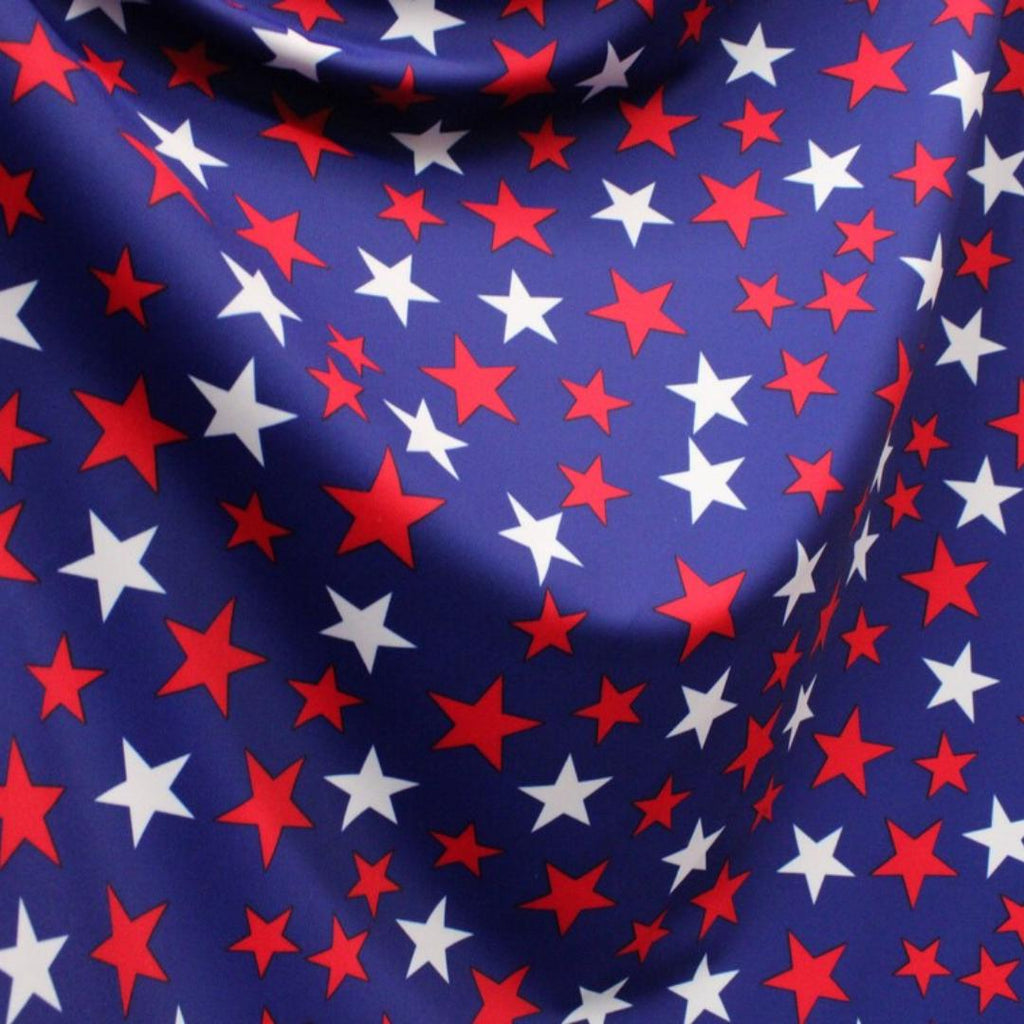 Patriotic Stars On Royal - 4 Way Stretch Fabric By The Yard - 60" Wide Spandex Fabric - Thick and Heavy Spandex Fabric