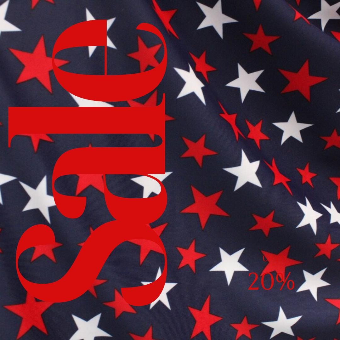 Patriotic Stars On Navy - 4 Way Stretch Fabric By The Yard - 60" Wide Spandex Fabric - Thick and Heavy Spandex Fabric