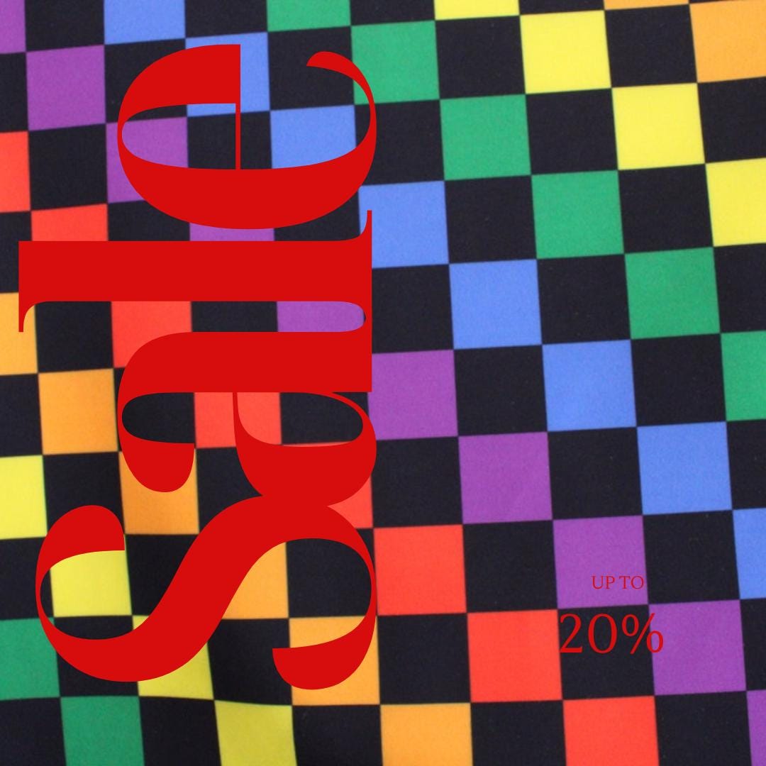 Rainbow Checkers Black - 4 Way Stretch Fabric By The Yard - 60" Wide Spandex Fabric - Thick and Heavy Spandex Fabric