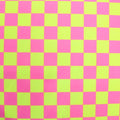 Neon Checkers Yellow/Pink - 4 Way Stretch Fabric By The Yard - 60" Wide Spandex Fabric - Thick and Heavy Spandex Fabric