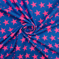 Black-light Reactive Blue and Pink Star - 4 Way Stretch Fabric By The Yard - 60" Wide Spandex Fabric - Thick and Heavy Spandex Fabric